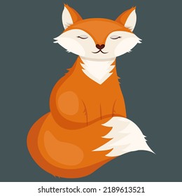 Ilustración del zorro naranja sentado. Animales vectores para postales y libros para niños