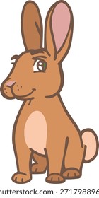ILUSTRACIÓN DE UN CONEJO SENTADO CON UNA EXPRESIÓN FELIZ 