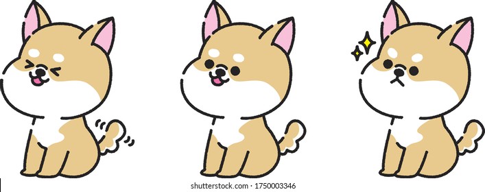 Illustration of sitting Shiba Inu. vector.