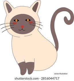 illustration of a sitting siamese cat