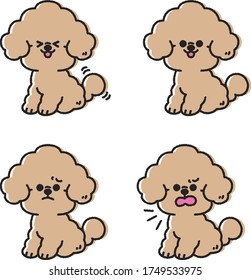 Illustration of a sitting toy poodle.( apricot color)