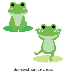 Illustration of a sitting tree frog and a standing tree frog