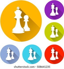 Illustration of six chess icons with shadow