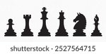 Illustration of six chess pieces (Pawn, Rook, King, Queen, Knight, Bishop), ideal for 
strategy, games, and design projects