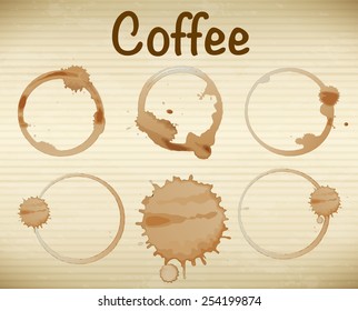Illustration of six coffee stains