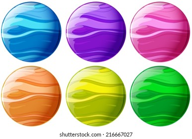 Illustration of the six colourful balls on a white background