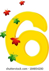 Illustration of the six colourful leaves on a white background