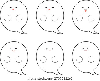 Illustration of six cute ghosts