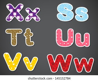 Illustration of the six different letters on a gray background