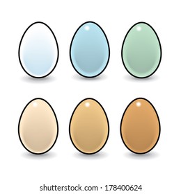 Illustration of Six Natural Eggs on White Background - Vector