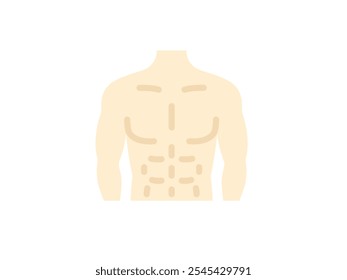 Illustration of six pack male body icon.