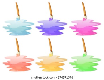 Illustration of the six paint options on a white background