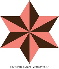 Illustration von sechs spitzen Sternform geometrisches Design in rosa und brauner Farbe