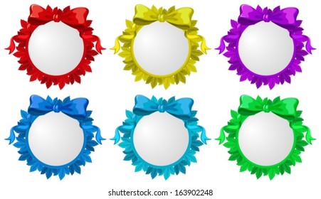 Illustration of the six rounded template with ribbons on a white background