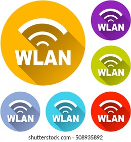 Illustration of six wlan icons with shadow