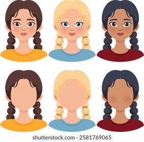 Illustration of six women with braided hairstyles