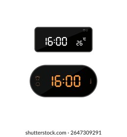ilustração de símbolo e sinal de ícone de relógio digital às dezesseis horas. ícone colorido para design de site