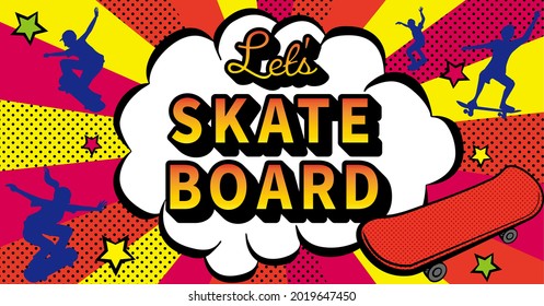 Illustration of a skateboard with an American comic touch