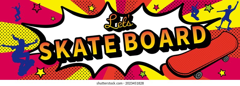 Illustration of a skateboard with an American comic touch