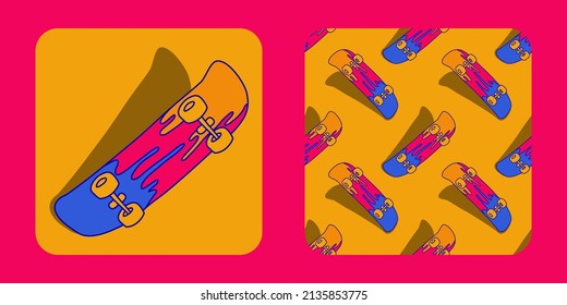 Illustration of skateboard with design pattern