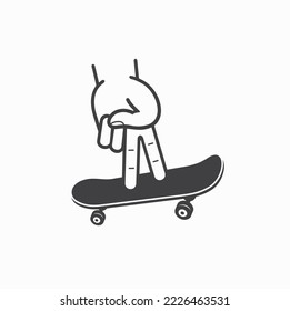 illustration of skateboard and fingers, vector art.