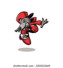 illustration of skateboard logo with mouse characters