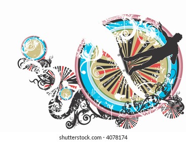 Illustration of a skateboarder