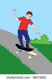 The illustration of skateboarder