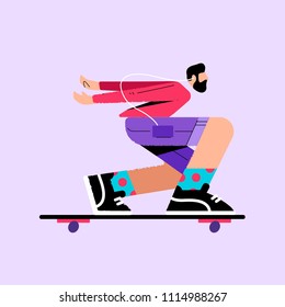 illustration with a skateboarder on a longboard