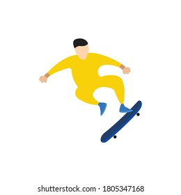 Illustration skateboarding. Flat design, good for sports, hobbies etc. Design template vector