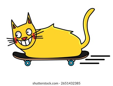 illustration of a skater cat