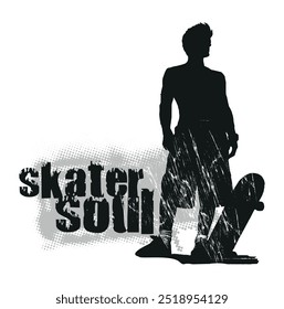 Illustration einer Skater Silhouette in einer Komposition mit Schriftzug.