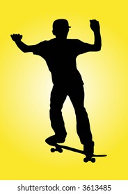 illustration of a skater in a yellow background