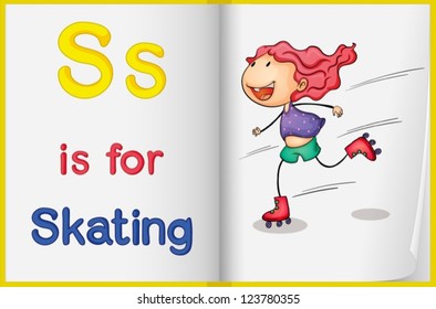 Illustration of skating in a book on a white background