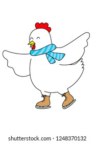 The illustration of skating cock