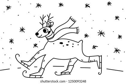 Illustration of skating deer
