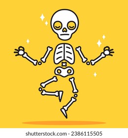 An illustration of a skeleton doing meditation