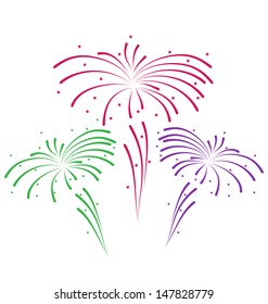 Illustration sketch for abstract colorful firework - vector