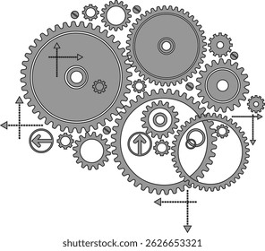 illustration sketch background gear cog wheel for industrial machine 