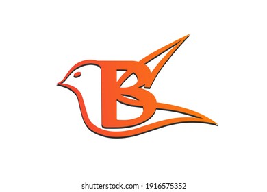 illustration of a sketch of a bird and initials B combined with a simple but catchy style