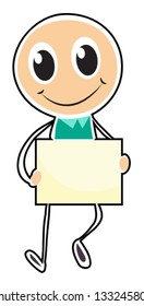 Illustration of a sketch of a boy holding an empty board on a white background