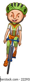 Illustration of a sketch of a boy riding a bicycle on a white background 