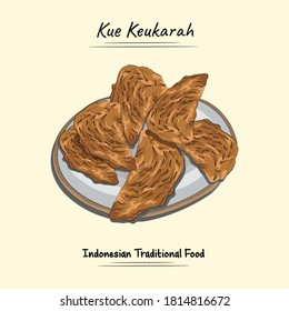 Illustration sketch combine vector style of cakes keukarah khas aceh,Indonesia. Good to use for restaurant menu, Indonesian food recipe book and food content.