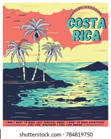 illustration sketch costa rica tropical graphic for tee print