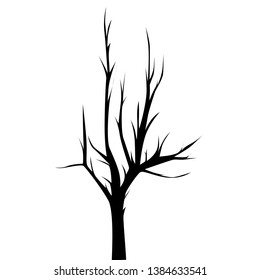 Illustration sketch of dead tree without leaves , isolated on white background