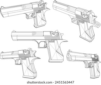 dibujo de Vector de diseño de bocetos de ilustración de armas de fuego Pequeñas para la policía