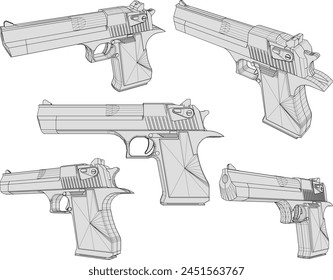 dibujo de Vector de diseño de bocetos de ilustración de armas de fuego Pequeñas para la policía