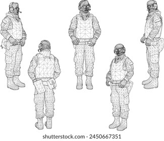 ilustración bosquejo diseño Imagen de Vector del comandante del ejército con listo para la guerra