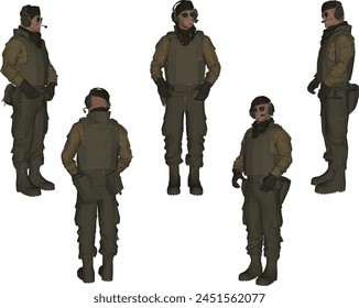 illustration sketch design vector image of army commander with ready for war