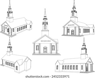 ilustración boceto diseño Vector Imagen del edificio de la iglesia santa de los cristianos católicos